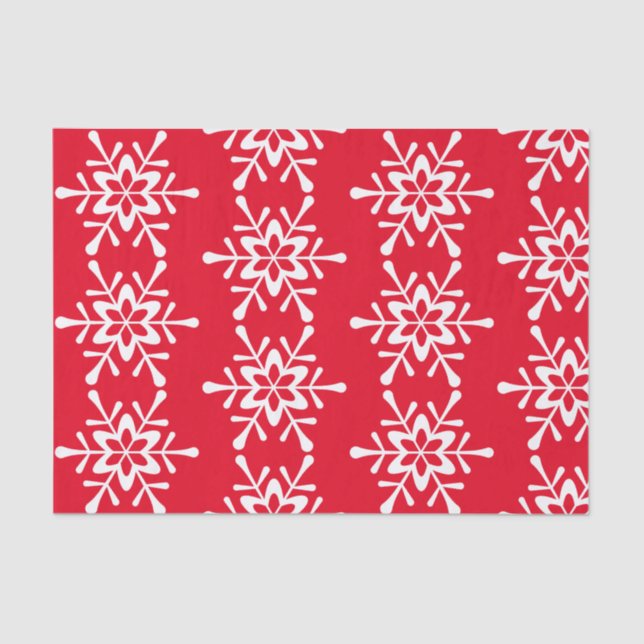 Christmas White Snowflake Red Backing   Tissue Paper (Front)