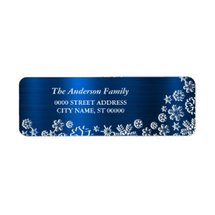 Christmas White Snowflakes Navy Blue