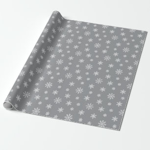 Christmas white snowflakes on grey background wrapping paper
