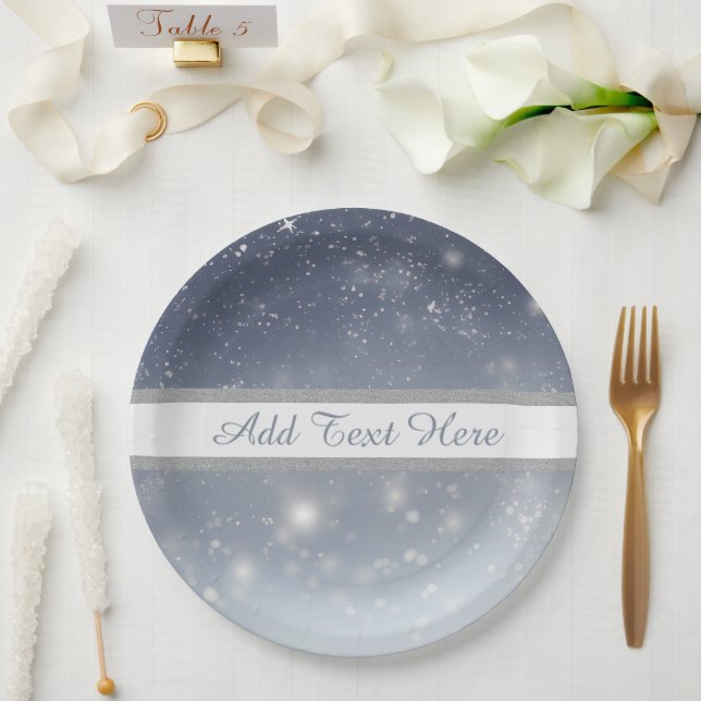 Christmas White Snowflakes Paper Plate (Wedding)