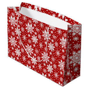 Christmas White Snowflakes Seamless Pattern Large Gift Bag