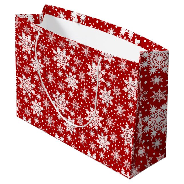  Christmas White Snowflakes Seamless Pattern  Large Gift Bag (Back Angled)