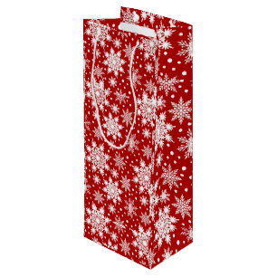 Christmas White Snowflakes Seamless Pattern Wine Gift Bag
