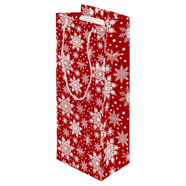  Christmas White Snowflakes Seamless Pattern  Wine Gift Bag (Back Angled)