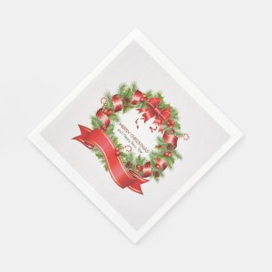 Christmas White Standard Luncheon Napkin/Wreath Napkin