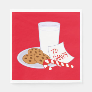 Christmas White Standard Napkin/Cookies and Milk Napkin