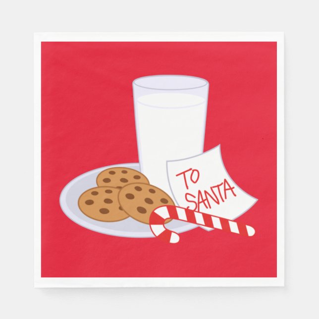 Christmas White Standard Napkin/Cookies and Milk Napkin (Front)