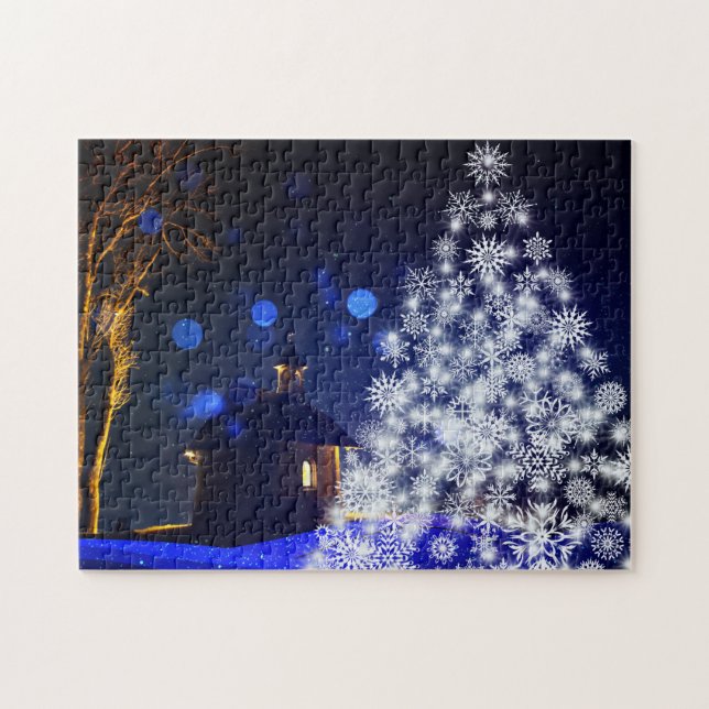 Christmas white tree jigsaw puzzle (Horizontal)