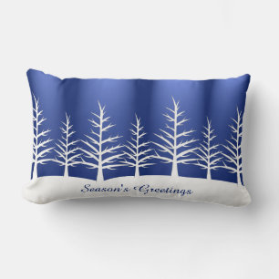 Christmas White Trees Snow Lumbar Cushion