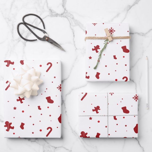 Christmas White Wrapping Paper Sheet (Front)