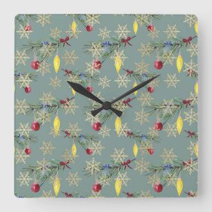 Christmas Whiteboard Art Square Wall Clock