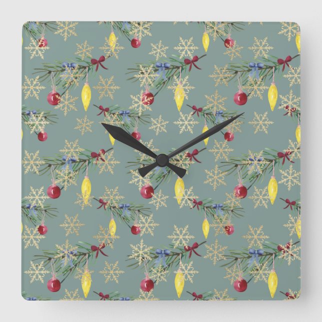 Christmas Whiteboard Art Square Wall Clock (Front)