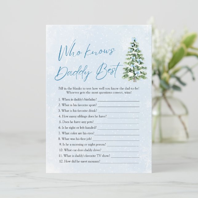 Christmas Who Knows Daddy Best Baby Shower Game Invitation (Standing Front)