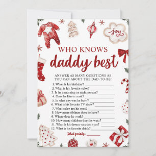 Christmas Who Knows Daddy Best Baby Shower Game Invitation