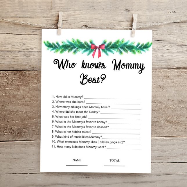 Christmas Who knows Mummy Best Baby Shower Game  (Creator Uploaded)