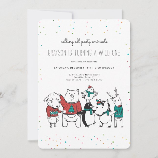 Christmas Wild One Party Animal Invitation (Front)