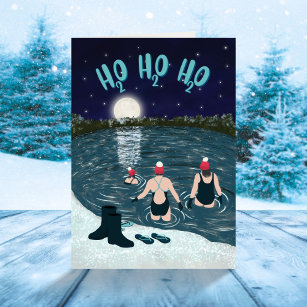 Christmas Wild Swimming With Friends Holiday Card
