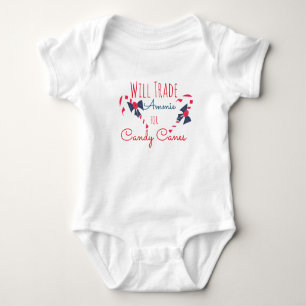 Christmas Will Trade For  Name  Candy Cane    Baby Bodysuit