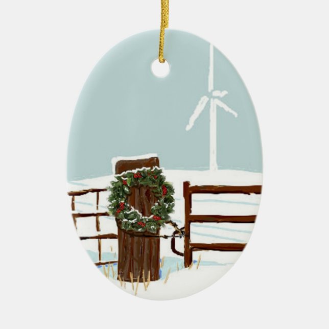 Christmas Wind Farm Ornament (Front)