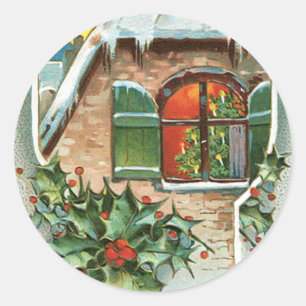 Christmas Window Classic Round Sticker