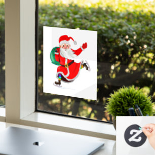 Christmas Window Cling Santa Claus with Gifts