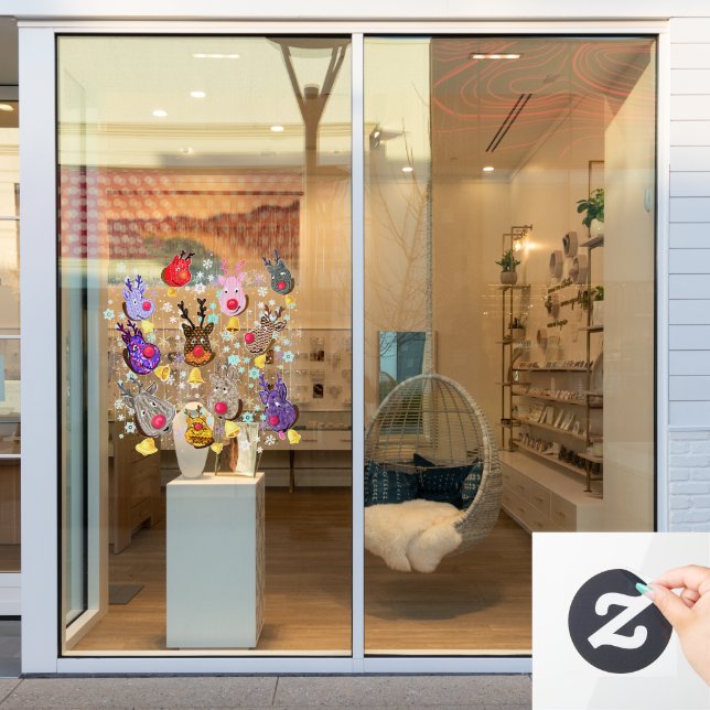 Christmas Window Cling Toys Deers with Bells (Store Window)