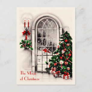 Christmas Window Vintage Postcard