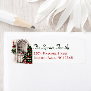 Christmas Window White Return Address Labels