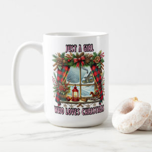 Christmas Window With Festive Decorations and Snow Coffee Mug