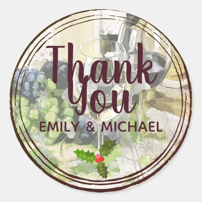 Christmas Wine and Cheese Party Corporate Custom Classic Round Sticker (Front)