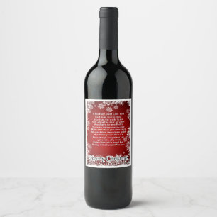 Christmas Wine Bottle Label - Brother Poem