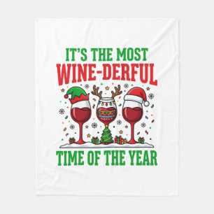 Christmas Wine-Derful Red Wine Design Fleece Blanket