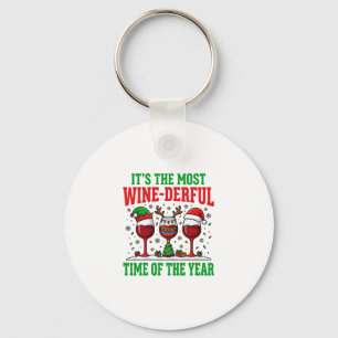 Christmas Wine-Derful Red Wine Design Key Ring