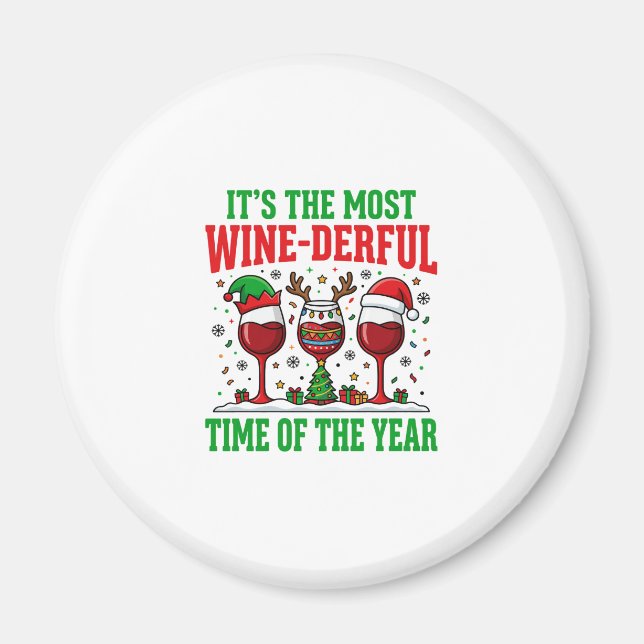 Christmas Wine-Derful Red Wine Design Magnet (Front)