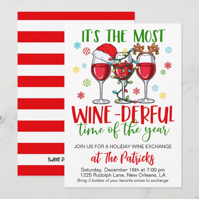 Christmas Wine Exchange Party Invitation (Front/Back)