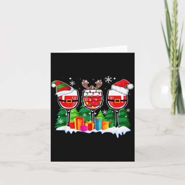 Christmas Wine - Funny Reindeer Santa Xmas Alcohol Card (Front)