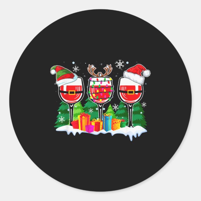 Christmas Wine - Funny Reindeer Santa Xmas Alcohol Classic Round Sticker (Front)