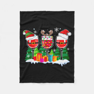 Christmas Wine - Funny Reindeer Santa Xmas Alcohol Fleece Blanket