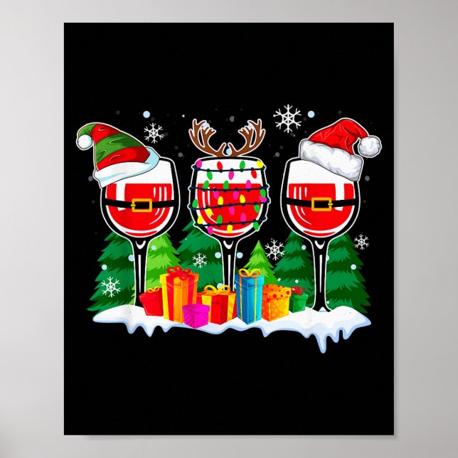 Christmas Wine - Funny Reindeer Santa Xmas Alcohol Poster (Front)