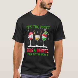 Christmas Wine Funny Xmas Alcohol Pajama PJ Xmas W T-Shirt