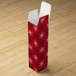 Christmas Wine Gift Box - Red Snowflakes<br><div class="desc">A festive Christmas holiday season wine gift box. This Christmas gift box features green and white snowflakes on a red background. An easy way to enhance a gift for that special someone.</div>