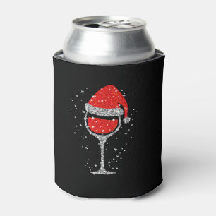 Christmas Wine Glass Snowflakes Santa Hat Red Wine Can Cooler