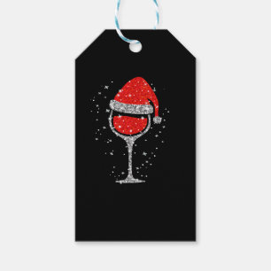 Christmas Wine Glass Snowflakes Santa Hat Red Wine Gift Tags