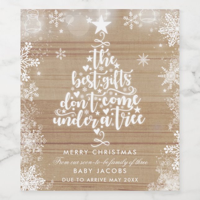 Christmas Wine label Pregnancy Reveal Family Gift (Single Label)