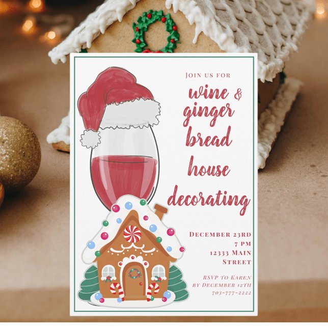 Christmas Wine Moms  Gingerbread Houses Kids  Invitation (Creator Uploaded)