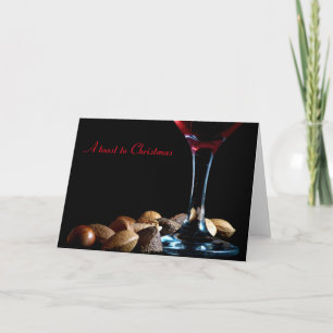 Christmas wine nuts greeting card