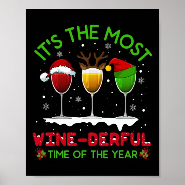 Christmas Wine Xmas Alcohol Pajama Pj Tops For Wom Poster (Front)