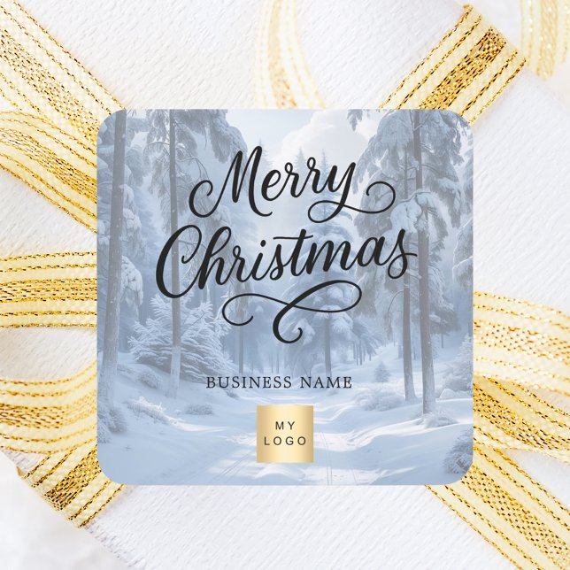 Christmas wintee wonderland snow business logo square sticker (Creator Uploaded)