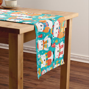 Christmas Winter Animal Party Pattern Short Table Runner