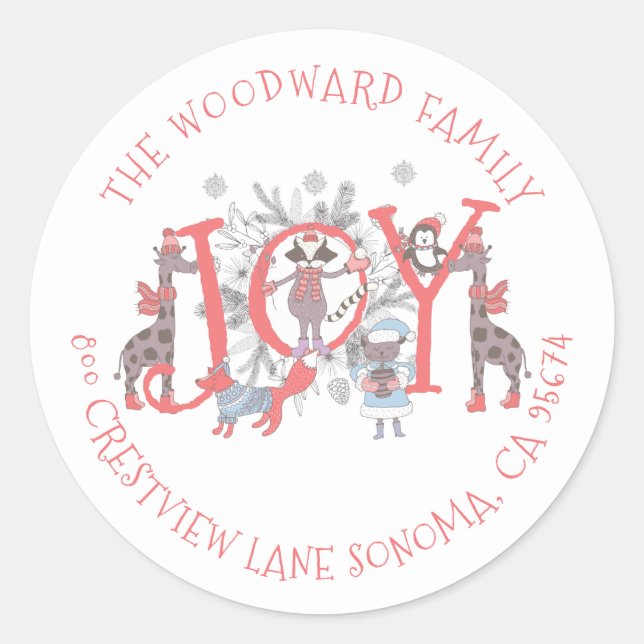 Christmas Winter Animals Holiday Classic Round Sti Classic Round Sticker (Front)